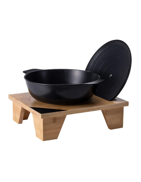 Soporte de Tetera de Bambú con Reposavasos Rosseto