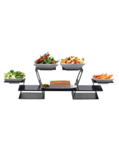 Kit Expositor de Platos Rosseto con Vidrio Templado y Soportes Multinivel