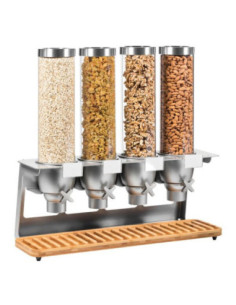 Rosseto Dispensador de sobremesa EZ-SERV de 1,3 gal con 4 contenedores y bandeja de bambú