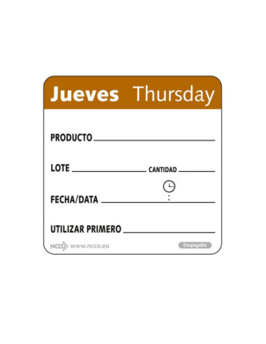 NCCO SRIDU2204 - Rollo de 500 etiquetas JUEVES | Mejora Gestión 